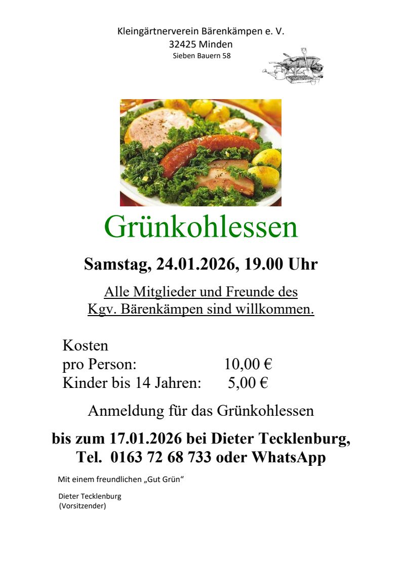 Grünkohlessen im KGV Bärenkämpen