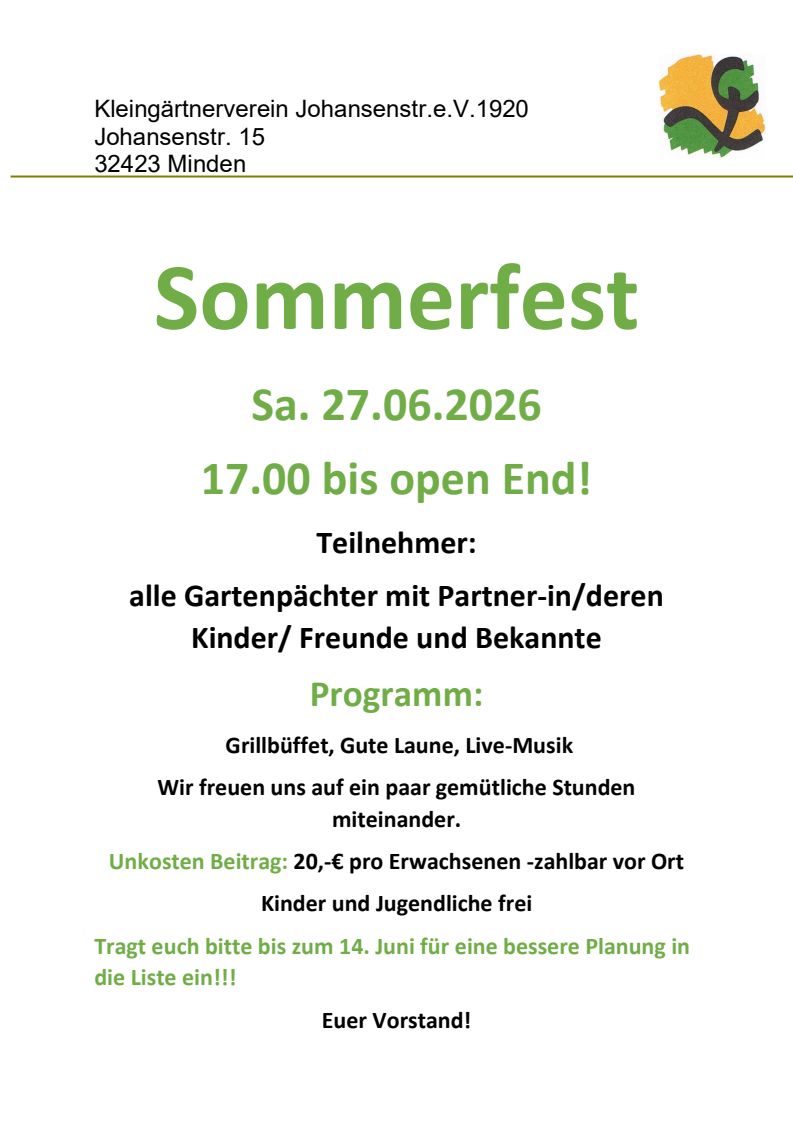Sommerfest Vereinsintern